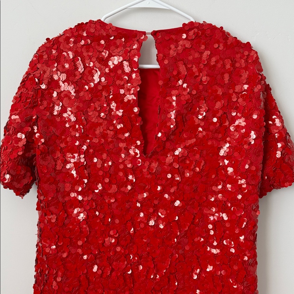 Zara Red Fully Sequined Mini Dress Size: L - Picture 8 of 9